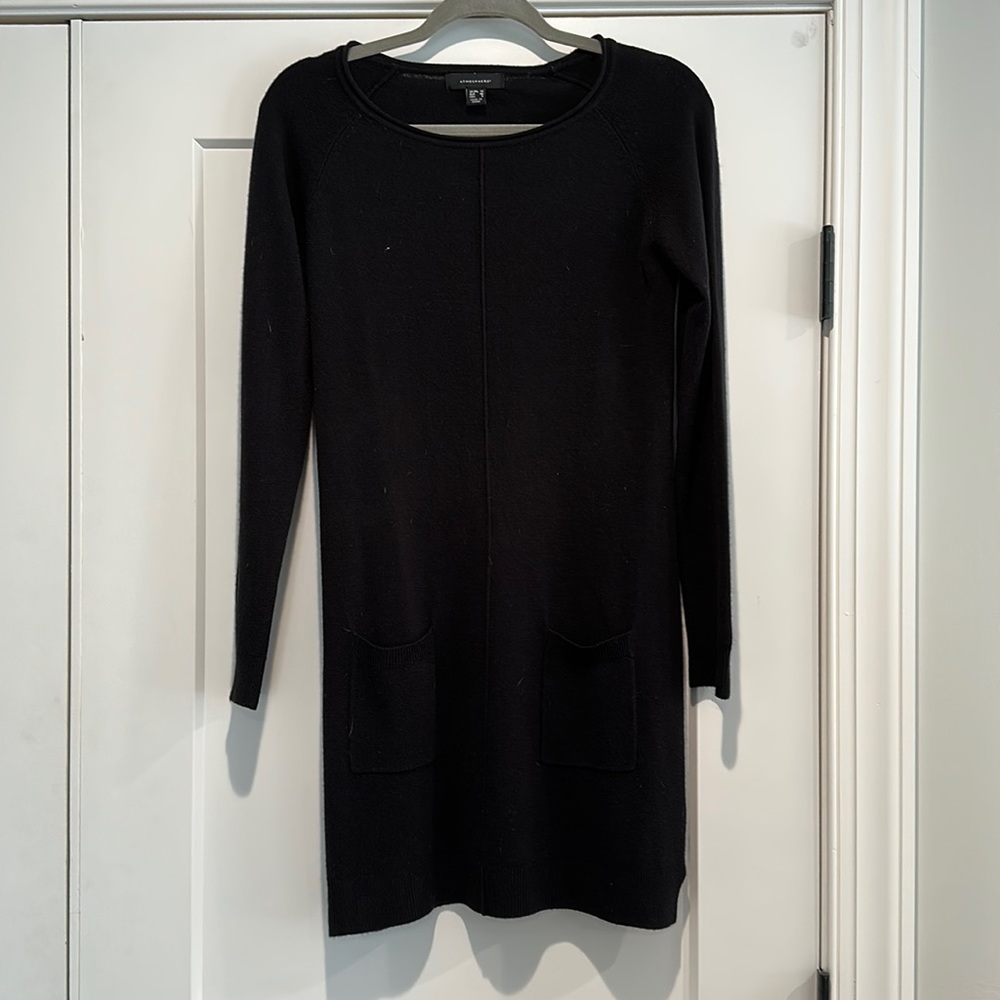 Black sweater dress with pockets